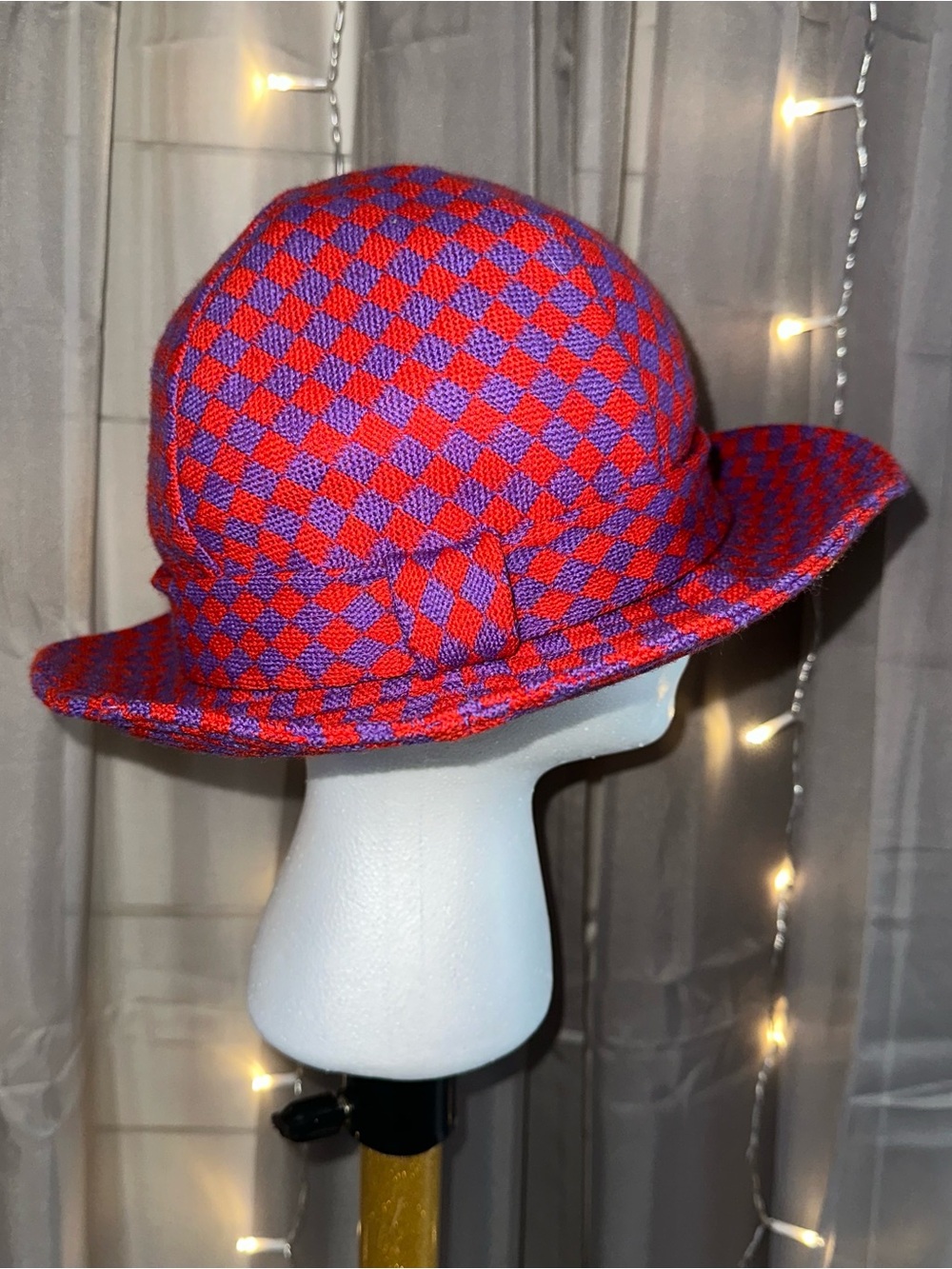 50’s/60’s union made red and purple fedora style bucket hat